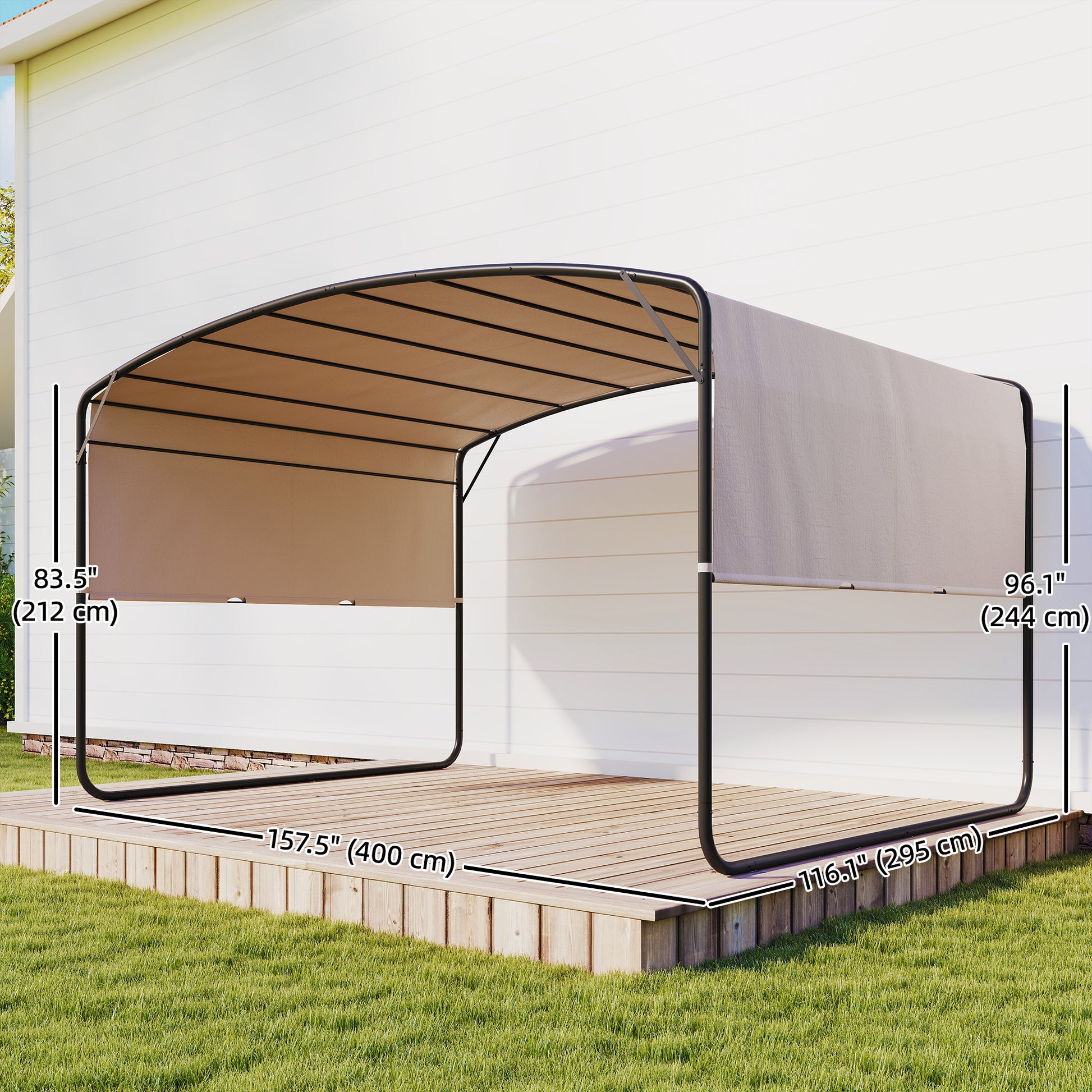 Retractable Pergola 10' x 13' - Khaki-DECOROLALA