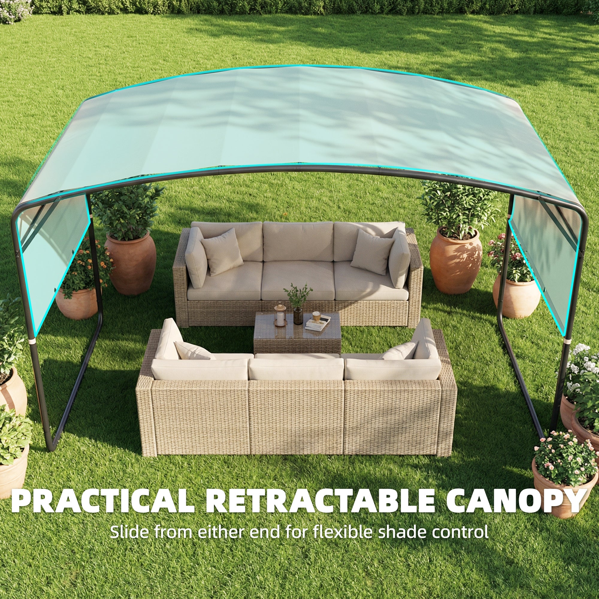 Retractable Pergola 10' x 13' - Khaki-DECOROLALA
