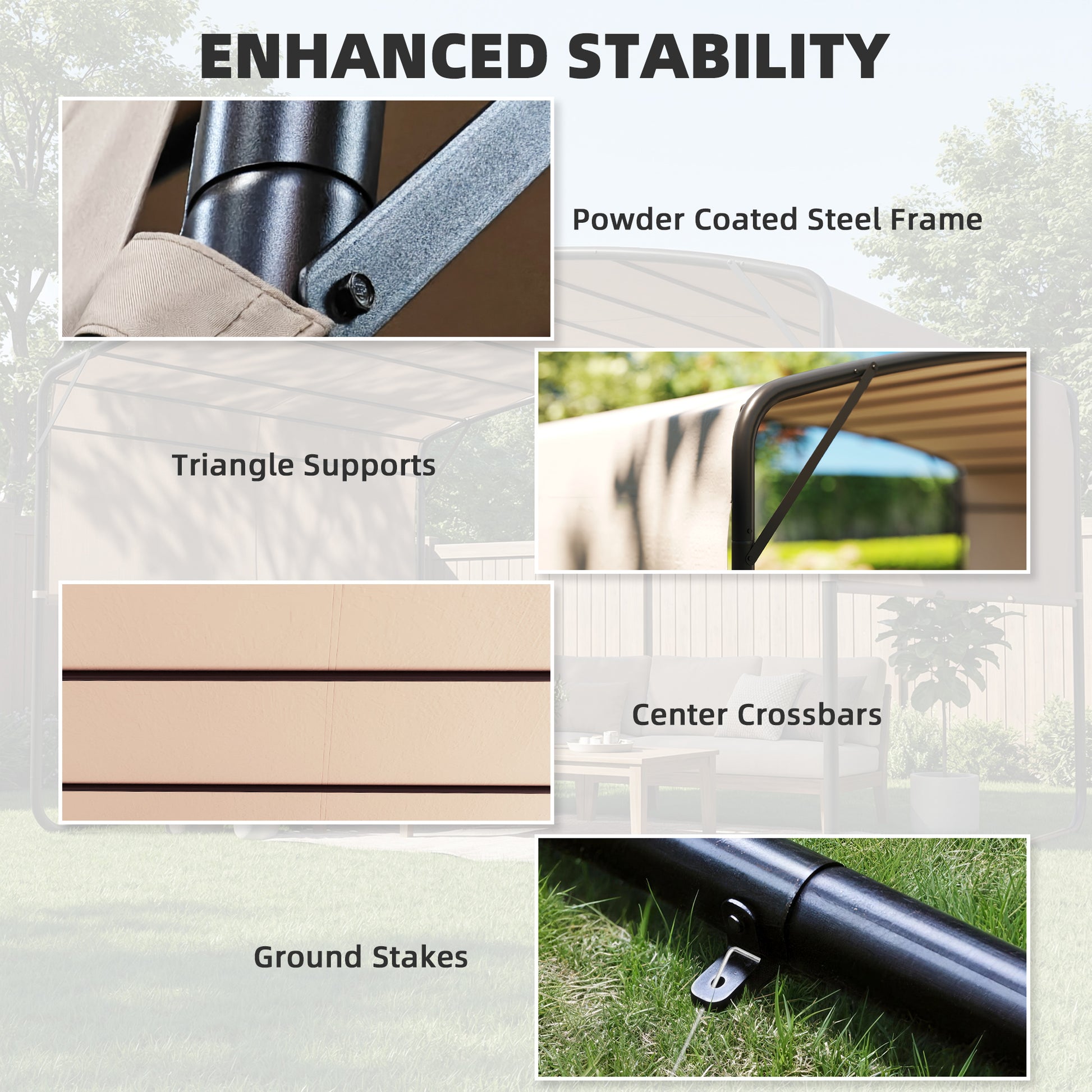 Retractable Pergola 10' x 13' - Khaki-DECOROLALA