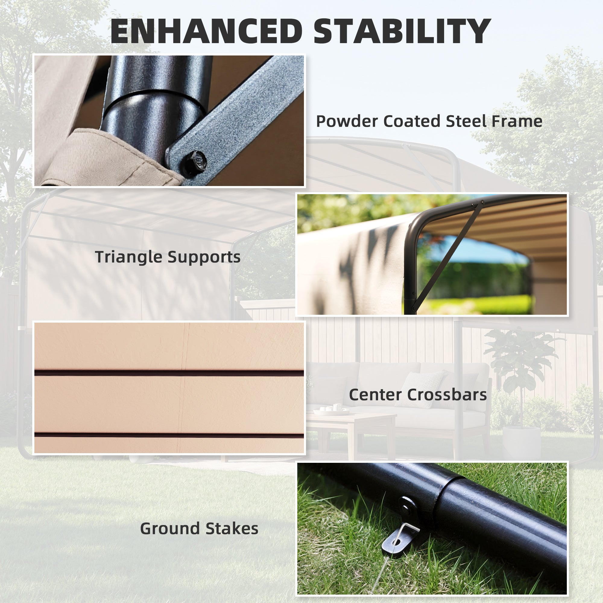 Retractable Pergola 10' x 13' - Khaki-DECOROLALA