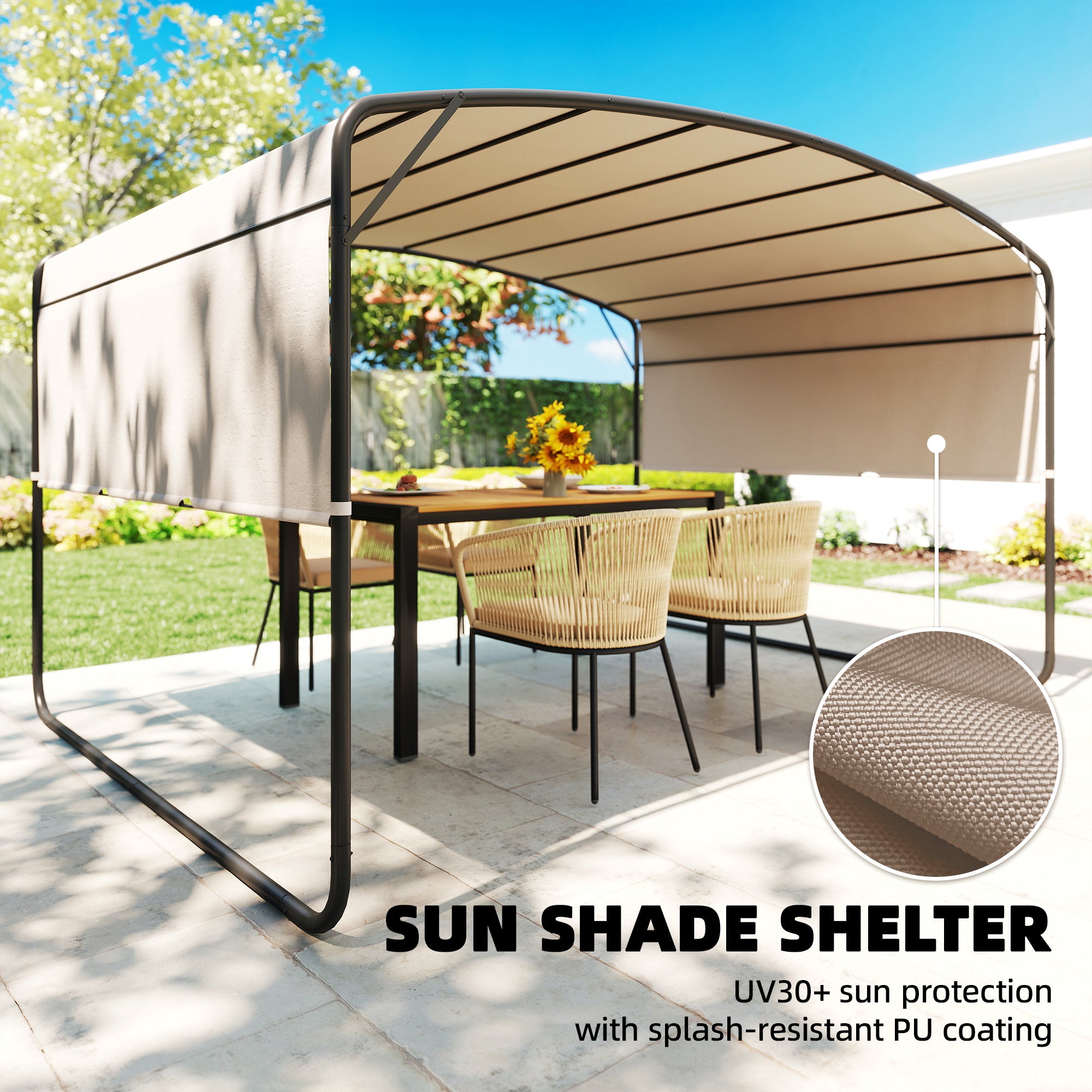 Retractable Pergola 10' x 13' - Khaki-DECOROLALA