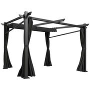 Retractable Pergola 9.7' x 9.7' Black-DECOROLALA