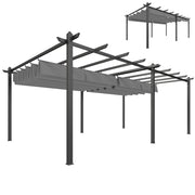 Retractable Pergola Canopy - 11.7' x 19.6' Aluminum Light Gray-DECOROLALA