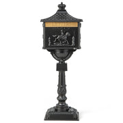 Retro Cast Aluminum Mailbox Security Postal Letter Box with Baffle Door-Black-Outdoor Decor-DECOROLALA