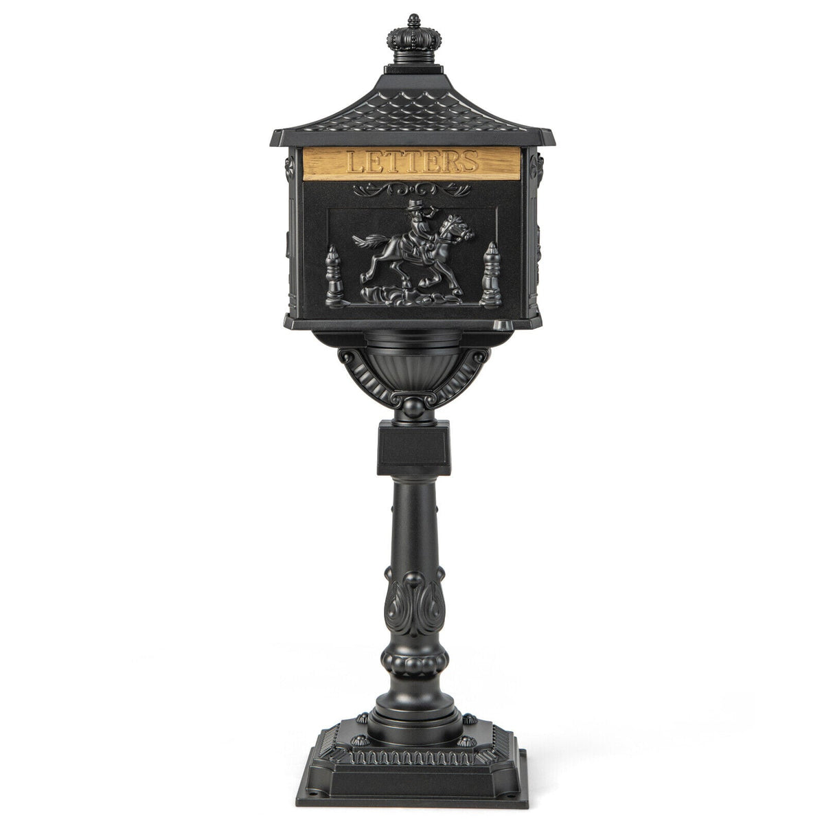 Retro Cast Aluminum Mailbox Security Postal Letter Box with Baffle Door-Black-Outdoor Decor-DECOROLALA