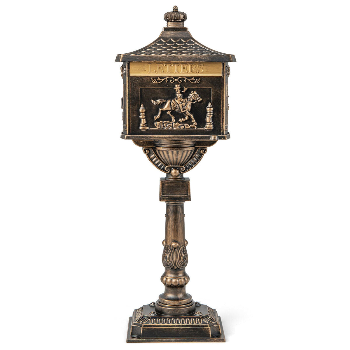 Retro Cast Aluminum Mailbox Security Postal Letter Box with Baffle Door-Bronze-Outdoor Decor-DECOROLALA