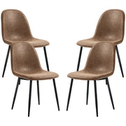 Retro Dining Chairs Set of 4 - Brown PU Leather-DECOROLALA