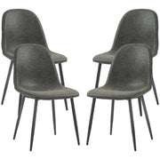 Retro Dining Chairs Set of 4 - Dark Grey PU Leather-DECOROLALA