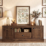 Retro Farmhouse TV Stand for TVs up to 70" - Brown Wood-Entertainment Centers & TV Stands-DECOROLALA