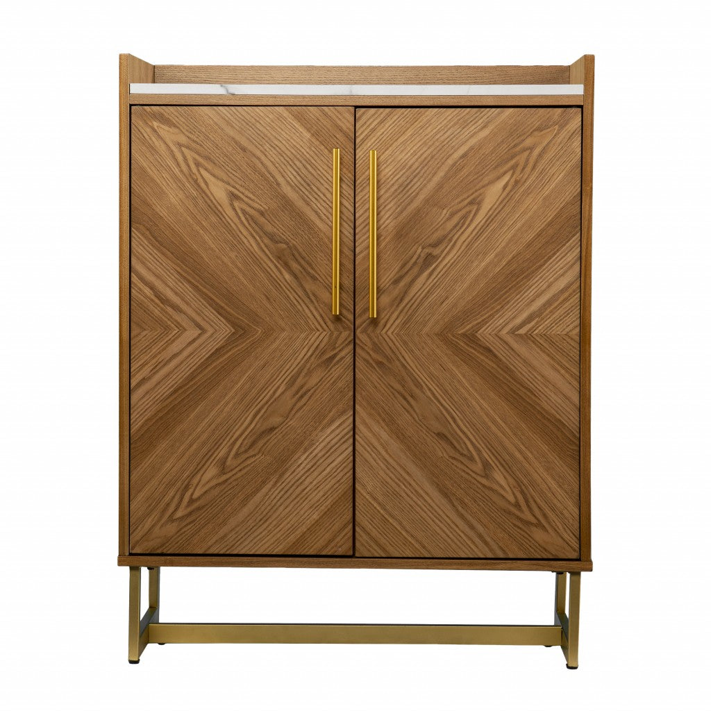 Retro Gold Natural and Faux Marble Wine Cabinet-Cabinets-DECOROLALA