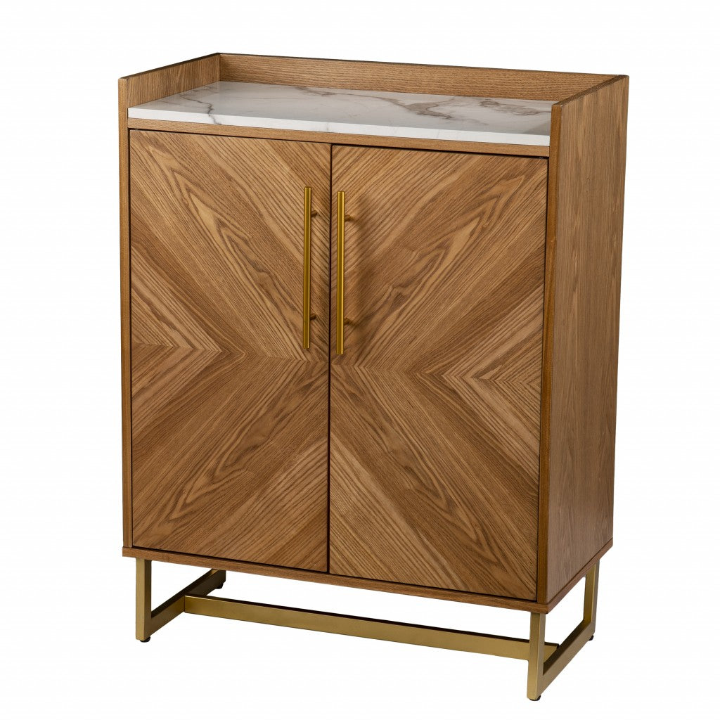 Retro Gold Natural and Faux Marble Wine Cabinet-Cabinets-DECOROLALA