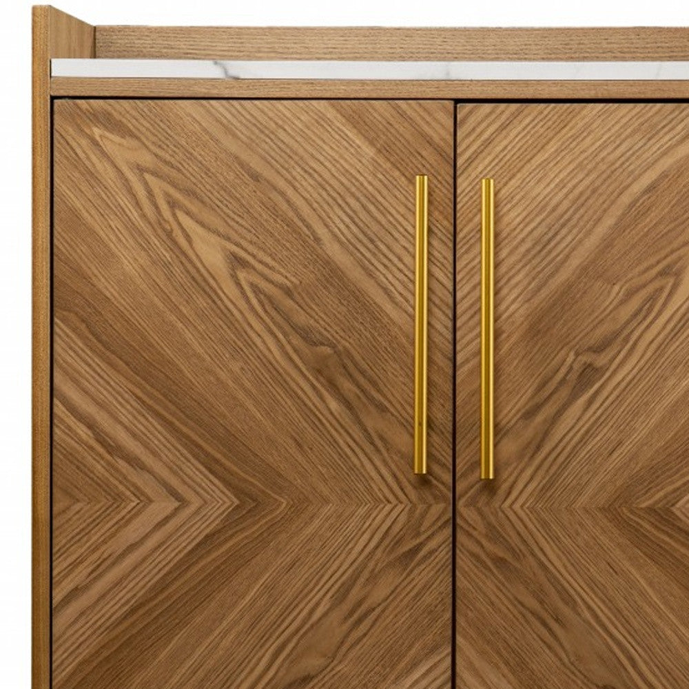 Retro Gold Natural and Faux Marble Wine Cabinet-Cabinets-DECOROLALA