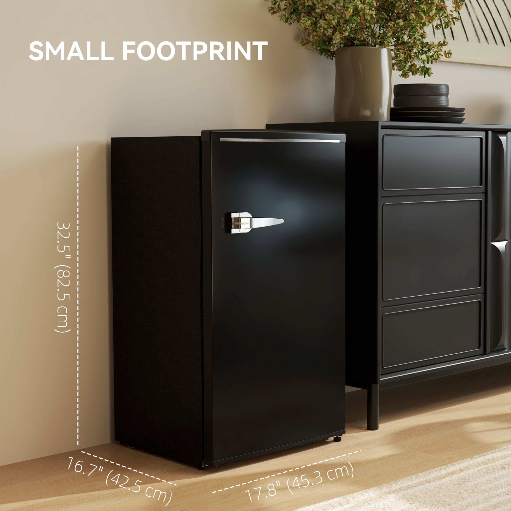 Retro Mini Fridge - 3.1 Cu. Ft. Compact Refrigerator Black-DECOROLALA