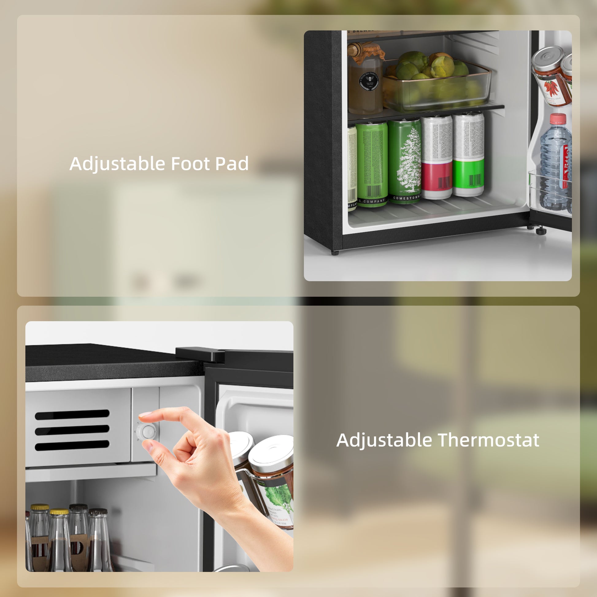 Retro Mini Fridge - 3.1 Cu. Ft. Compact Refrigerator Black-DECOROLALA