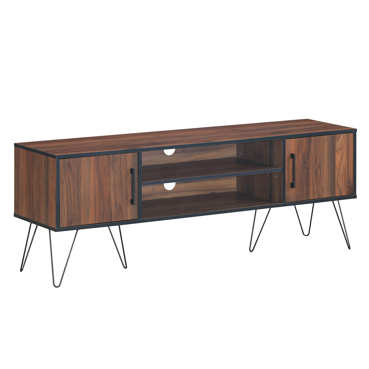 Retro Modern TV Stand with 6 Metal Legs for TVs up to 65 Inch with 2 Cable Holes-Entertainment Centers & TV Stands-DECOROLALA