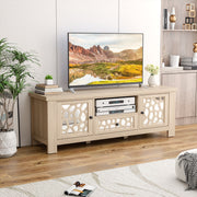 Retro TV Stand Media Console with Mirror Doors - Natural 55"-Entertainment Centers & TV Stands-DECOROLALA