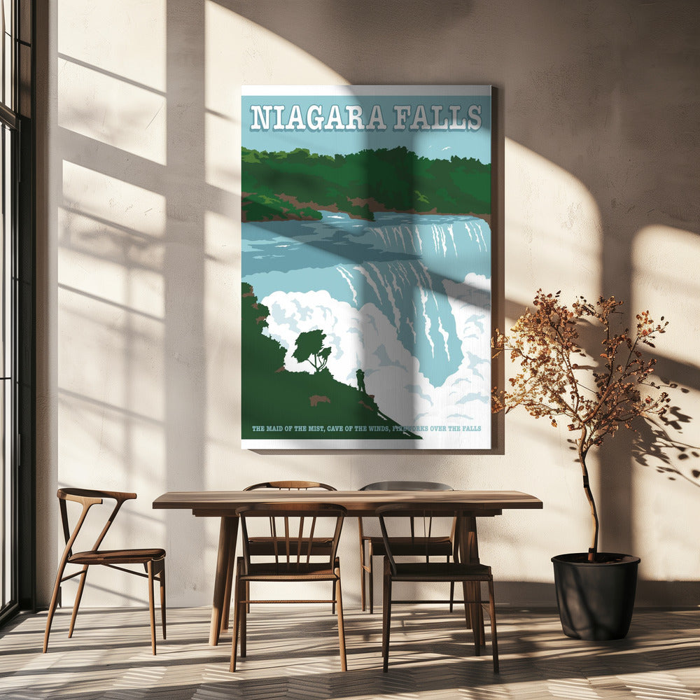 Retrodrome Niagara Falls Travel Print Wall Art-Canvas Print-DECOROLALA
