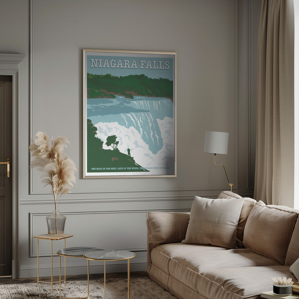 Retrodrome Niagara Falls Travel Print Wall Art-Canvas Print-DECOROLALA