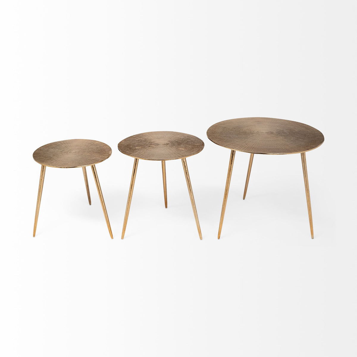 Reva I (Large) 24L x 24W Gold Round Top Cast Aluminum Accent Table-Accent Tables-DECOROLALA