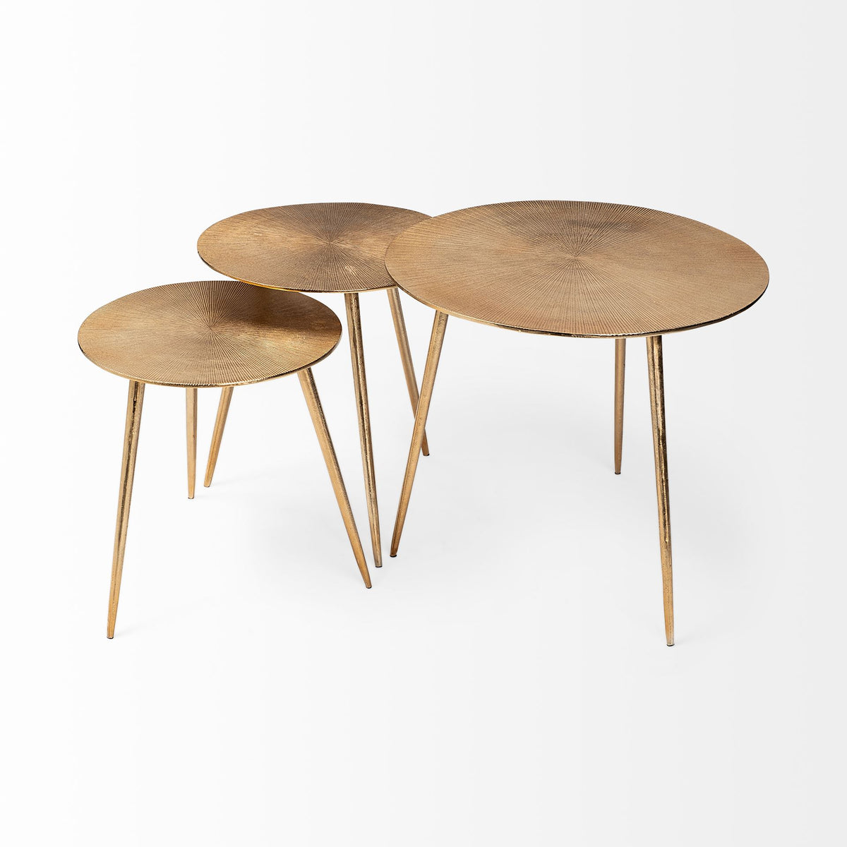 Reva I (Large) 24L x 24W Gold Round Top Cast Aluminum Accent Table-Accent Tables-DECOROLALA