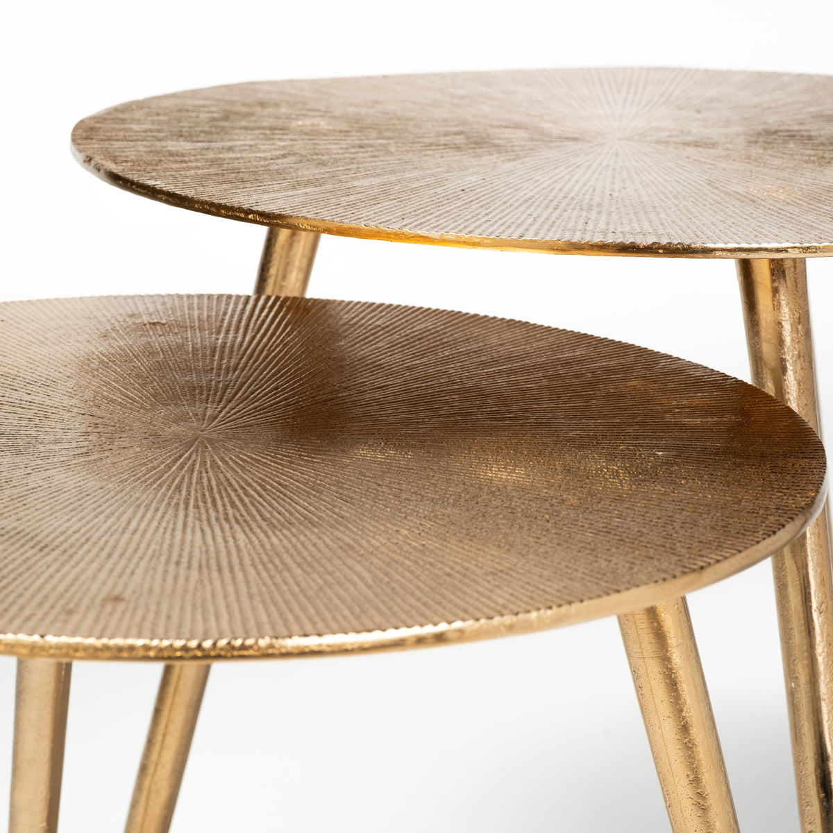 Reva I (Large) 24L x 24W Gold Round Top Cast Aluminum Accent Table-Accent Tables-DECOROLALA