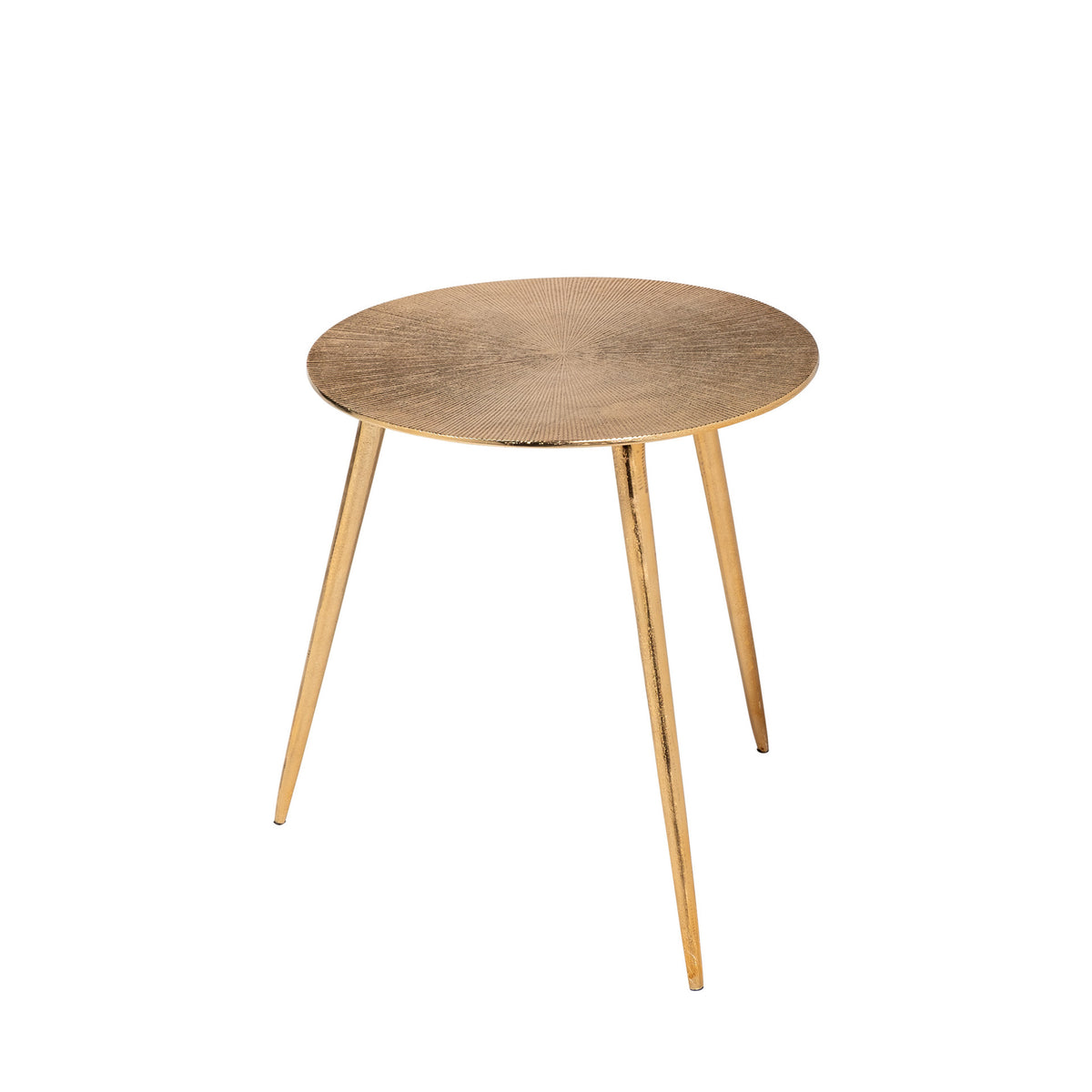 Reva III (Small) 16L x 16W Gold Round Top Cast Aluminum Accent Table-Accent Tables-DECOROLALA
