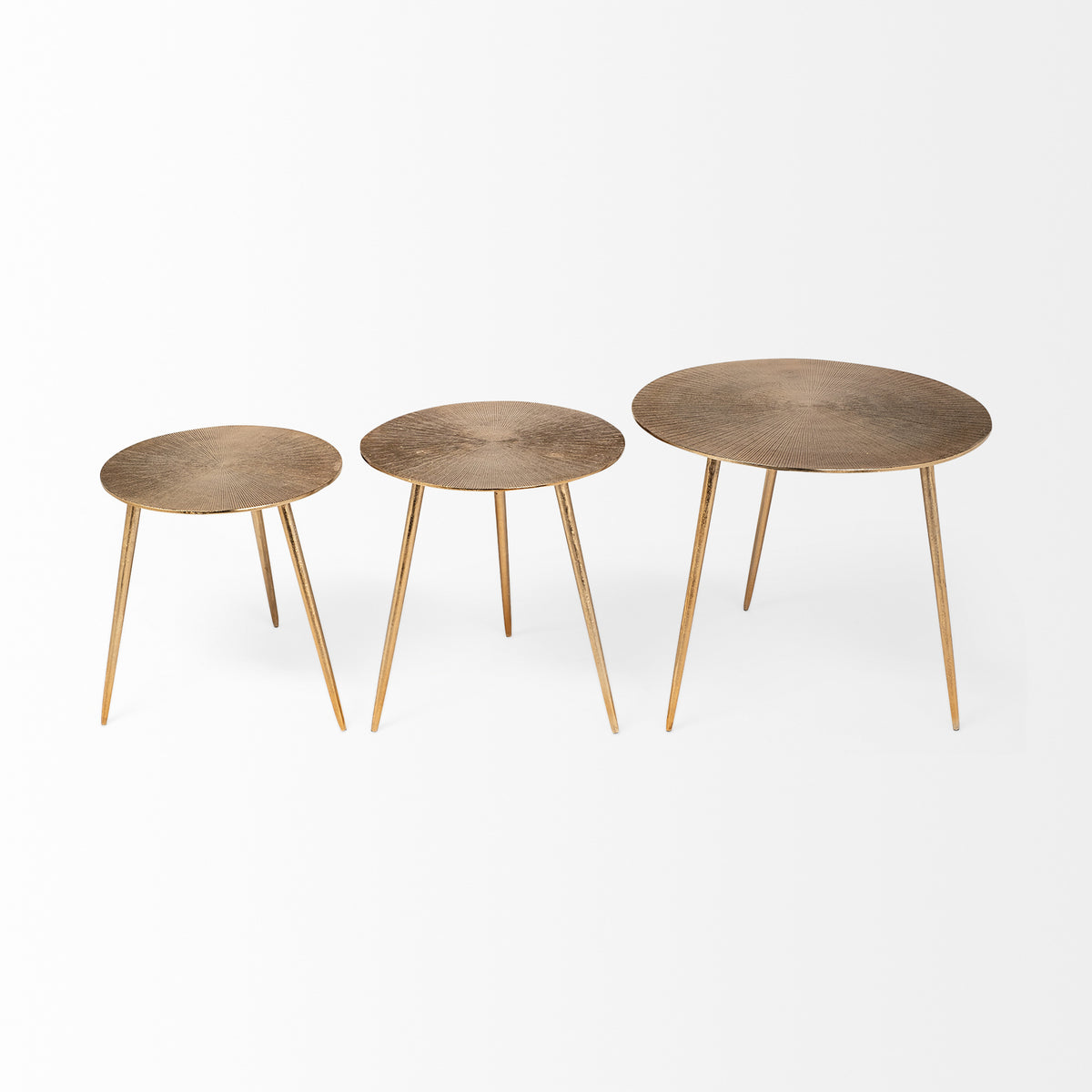 Reva III (Small) 16L x 16W Gold Round Top Cast Aluminum Accent Table-Accent Tables-DECOROLALA