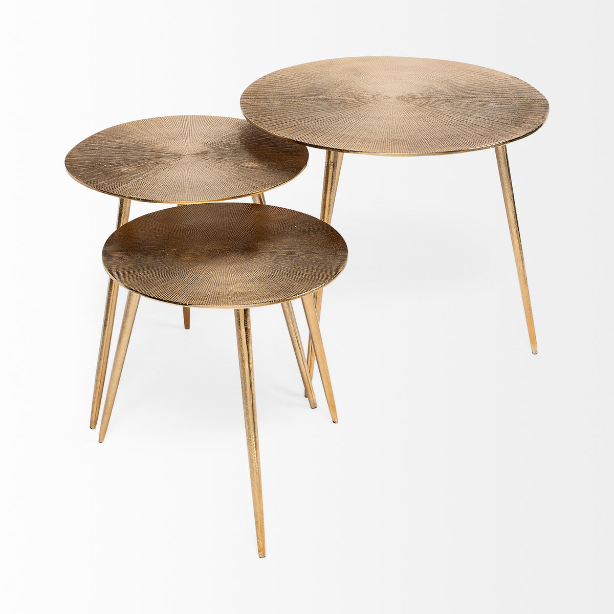 Reva III (Small) 16L x 16W Gold Round Top Cast Aluminum Accent Table-Accent Tables-DECOROLALA