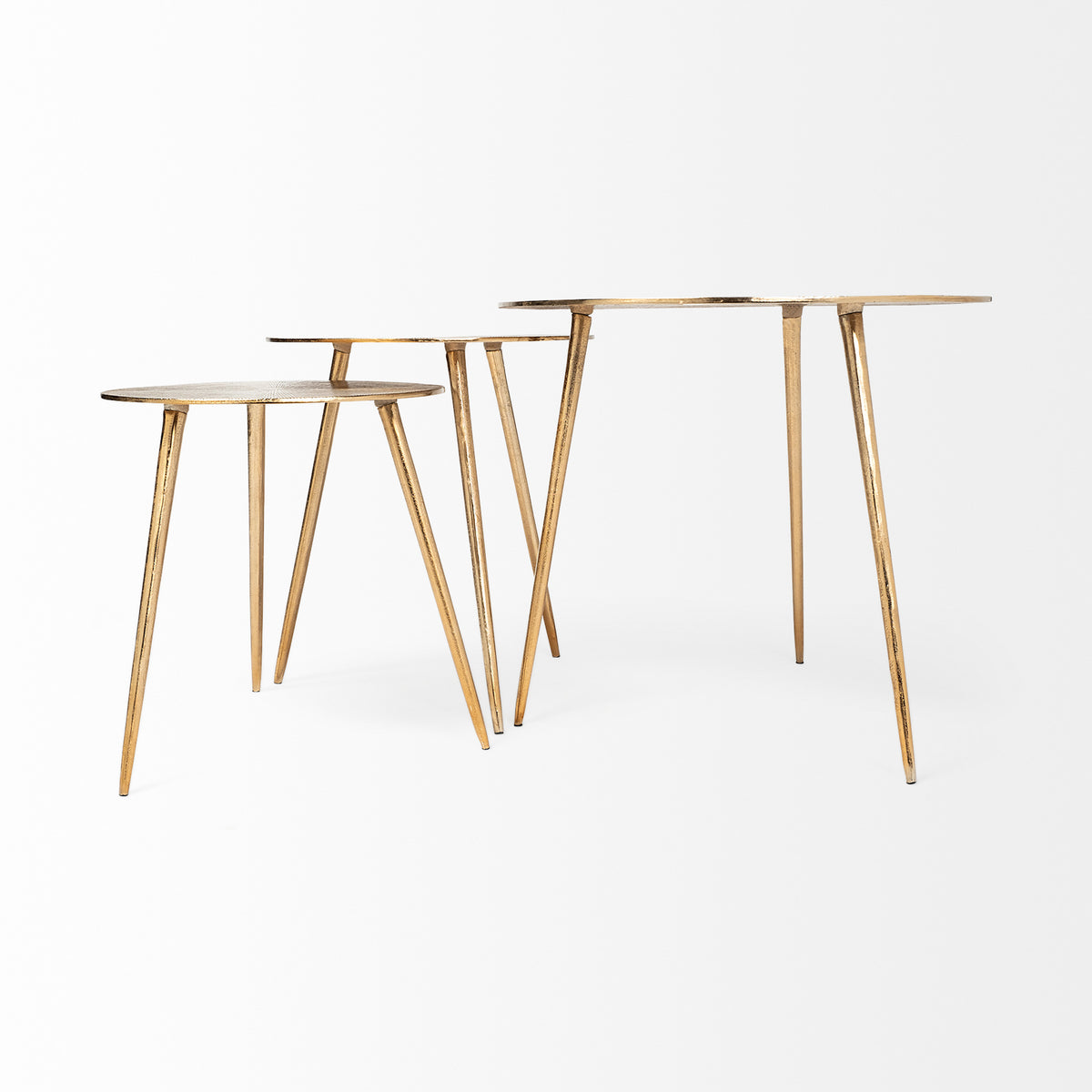 Reva III (Small) 16L x 16W Gold Round Top Cast Aluminum Accent Table-Accent Tables-DECOROLALA