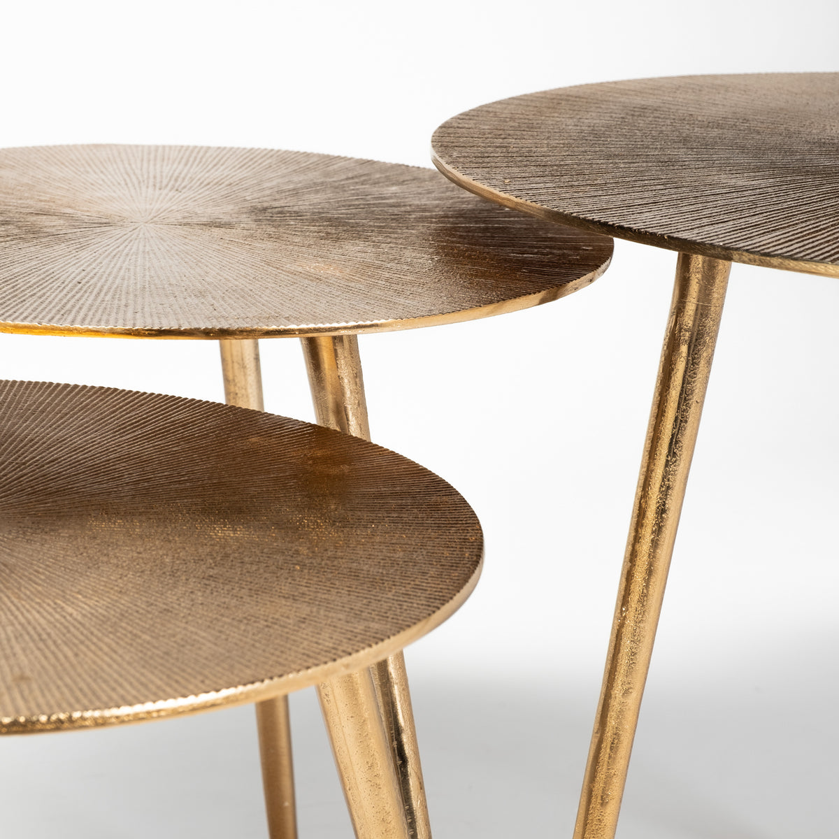 Reva III (Small) 16L x 16W Gold Round Top Cast Aluminum Accent Table-Accent Tables-DECOROLALA