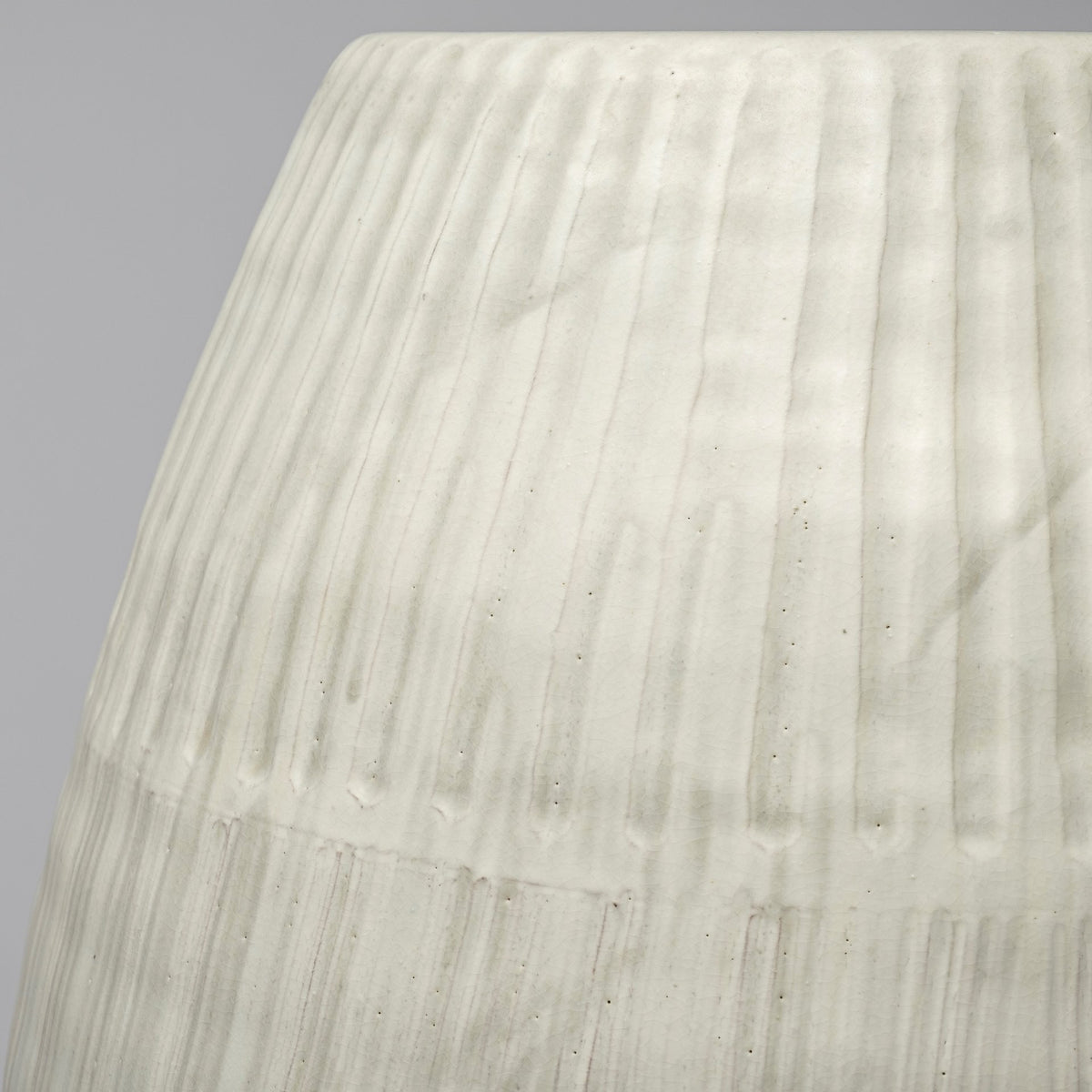 Reyan Small Pearl White Ceramic Striped Vase-Vase-DECOROLALA
