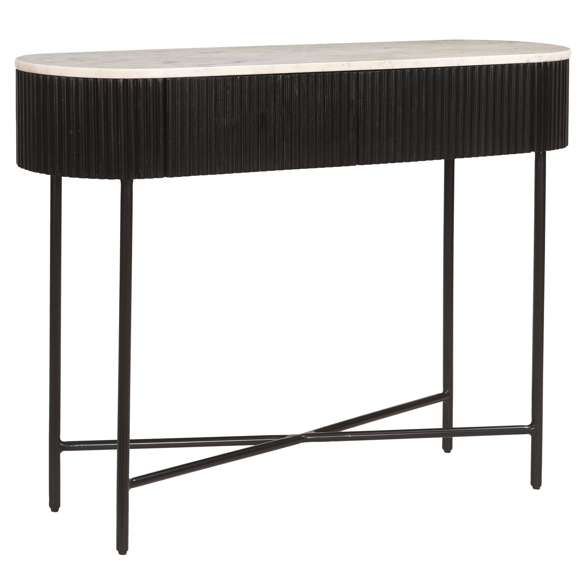 Reyna Console Table - Black Solid Mango Wood with 2 Drawers-Console Table-DECOROLALA