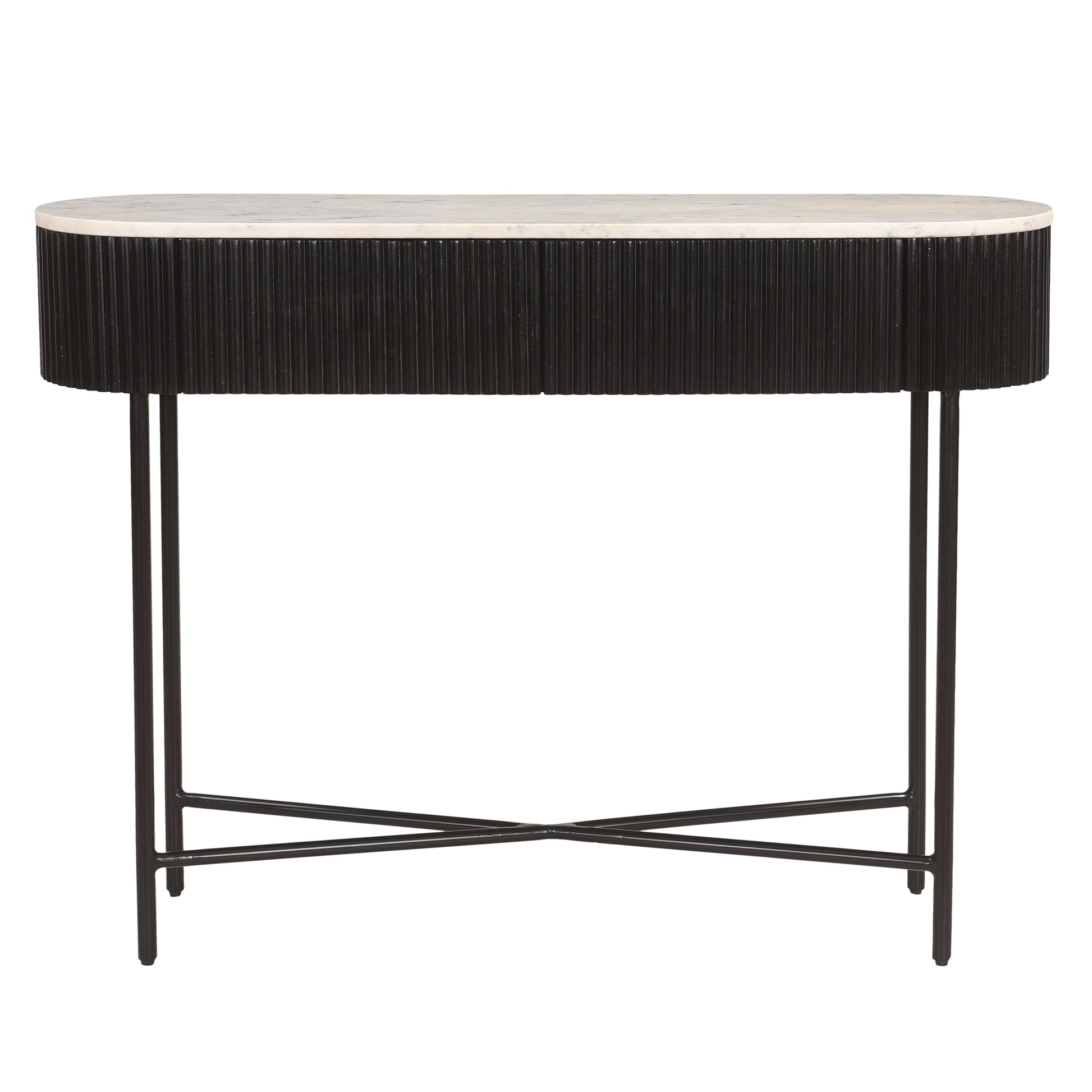 Reyna Console Table - Black Solid Mango Wood with 2 Drawers-Console Table-DECOROLALA