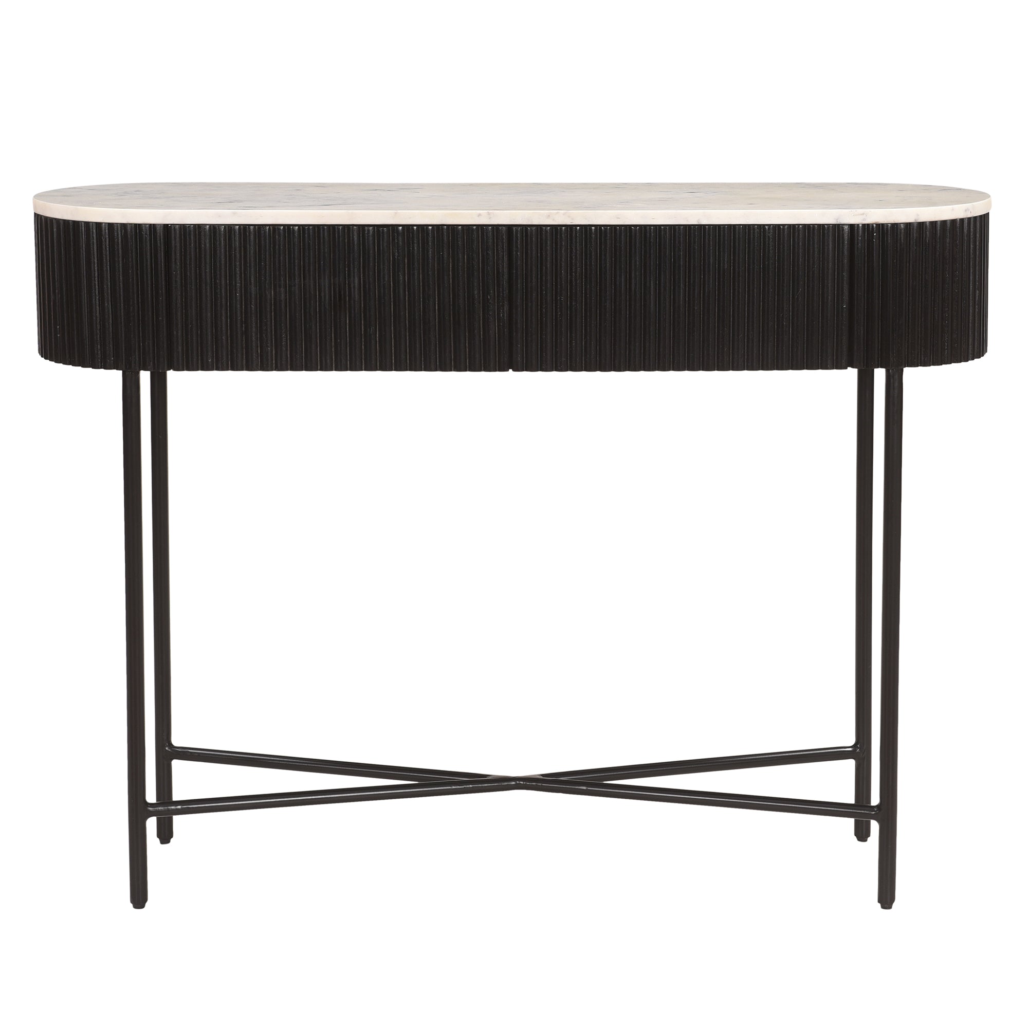 Reyna Console Table - Black Solid Mango Wood with 2 Drawers-Console Table-DECOROLALA