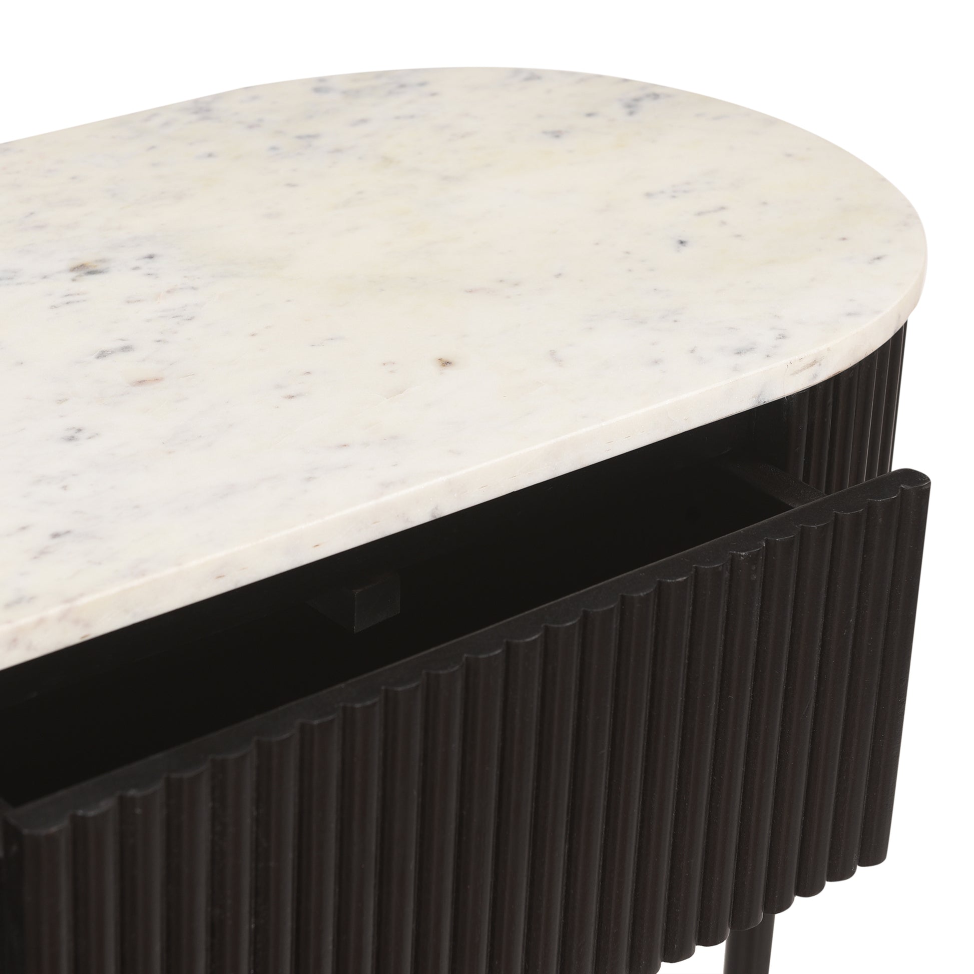 Reyna Console Table - Black Solid Mango Wood with 2 Drawers-Console Table-DECOROLALA