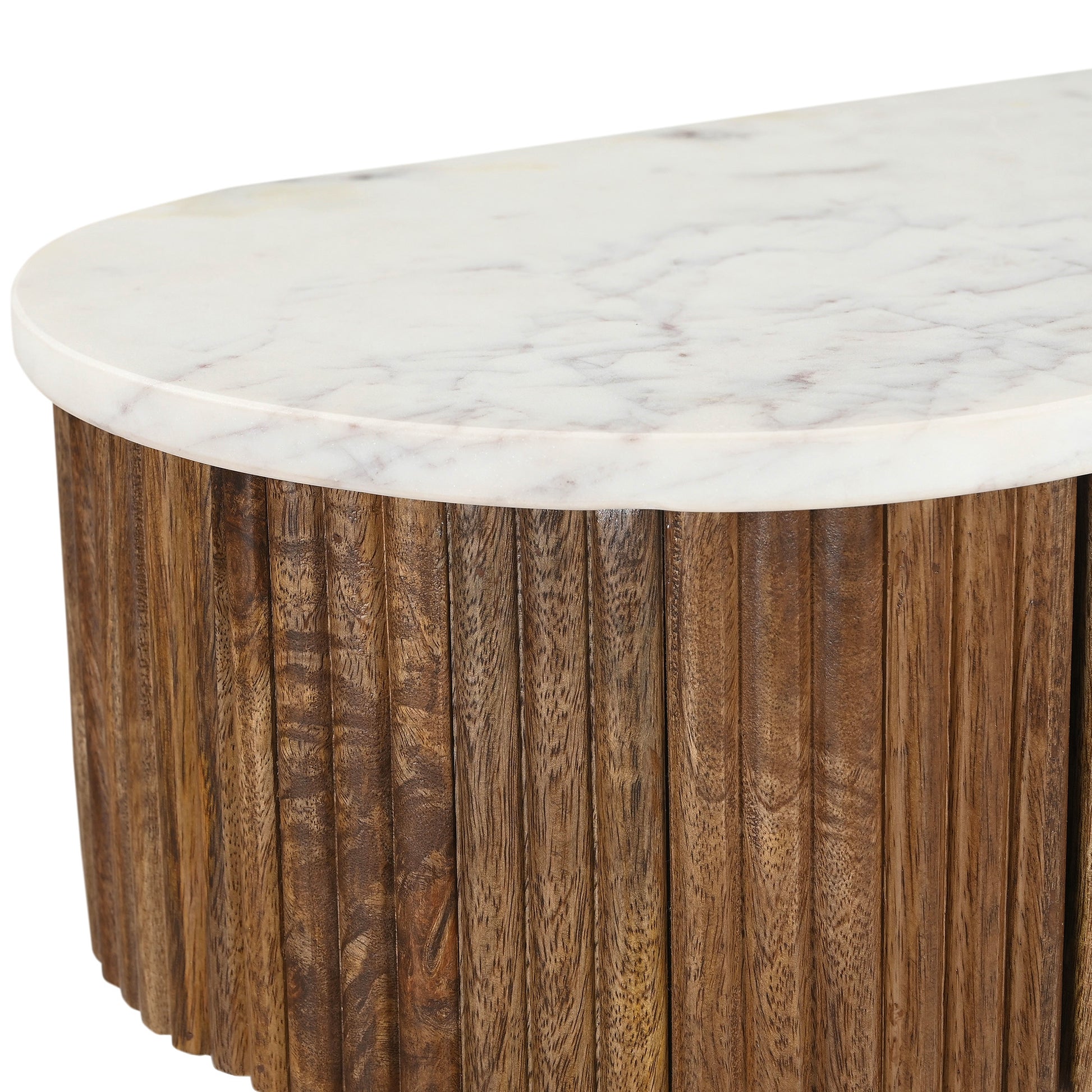 Reyna Console Table - Walnut Solid Mango Wood 2-Drawer-Console Table-DECOROLALA