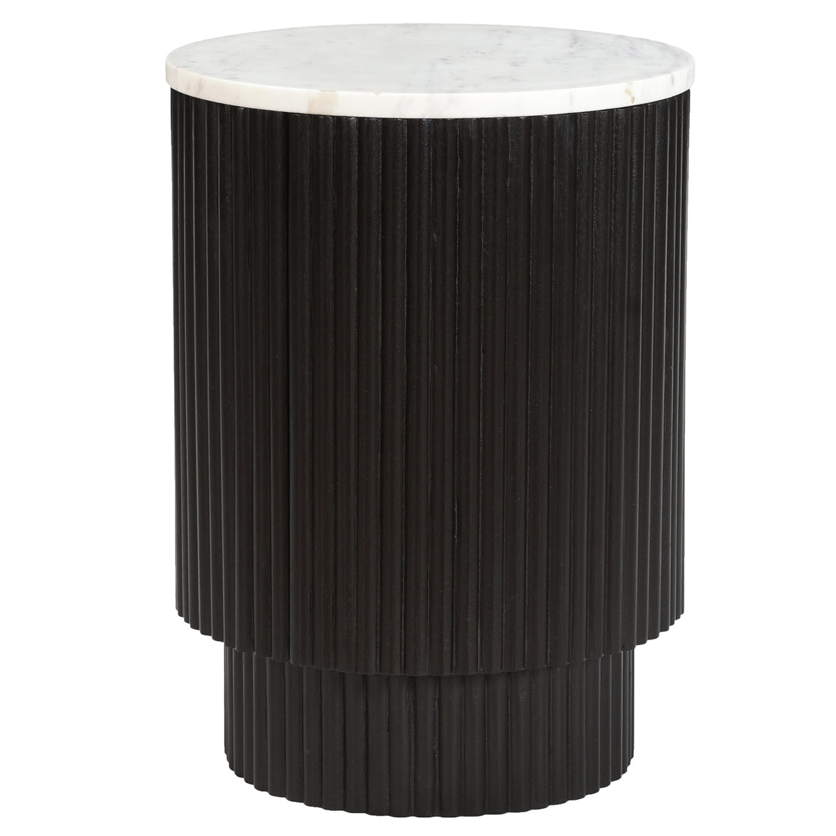 Reyna Mango Wood Accent Table with Storage - Black-Accent Tables-DECOROLALA