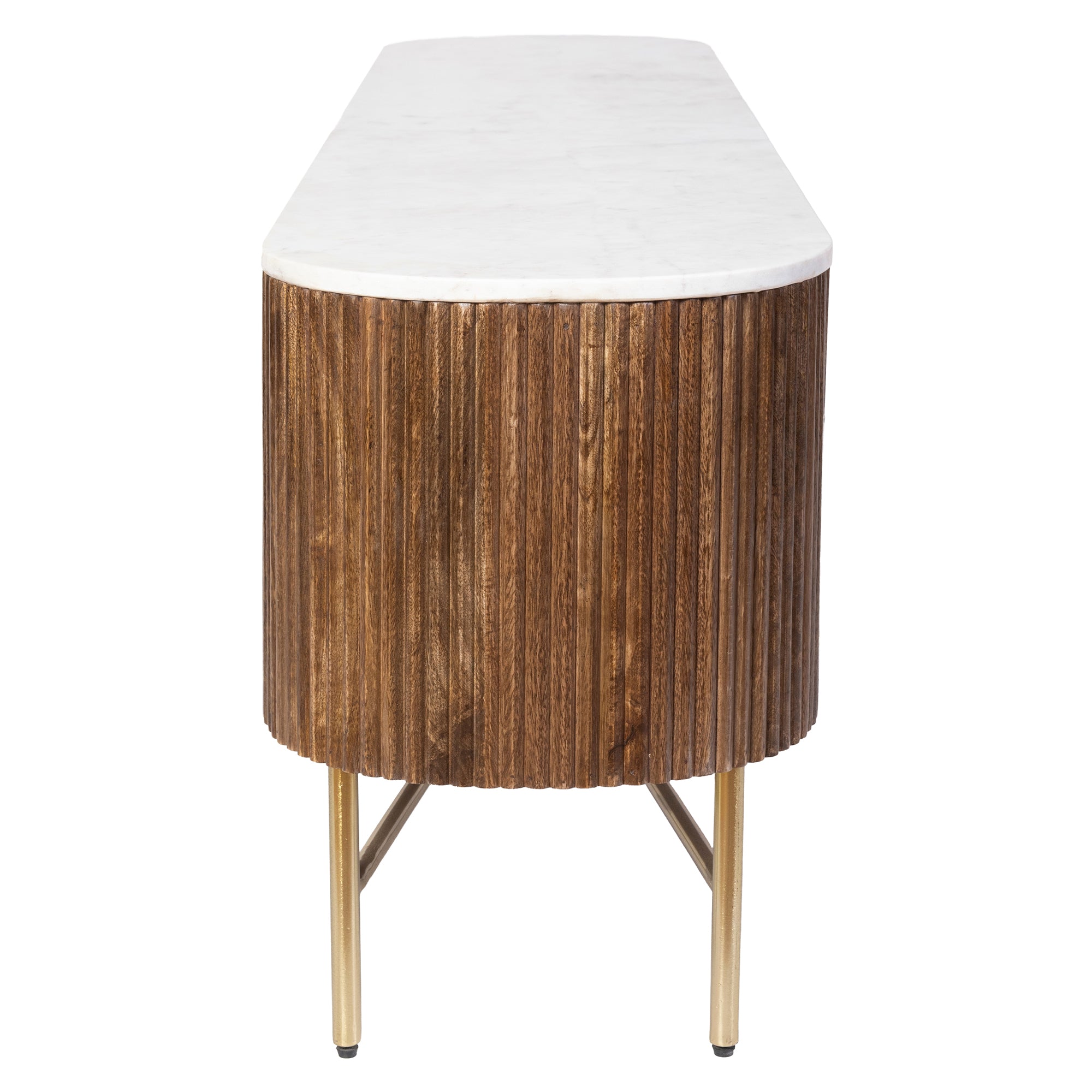 Reyna Media Cabinet - Walnut Mango Wood with Marble Top-Cabinets-DECOROLALA