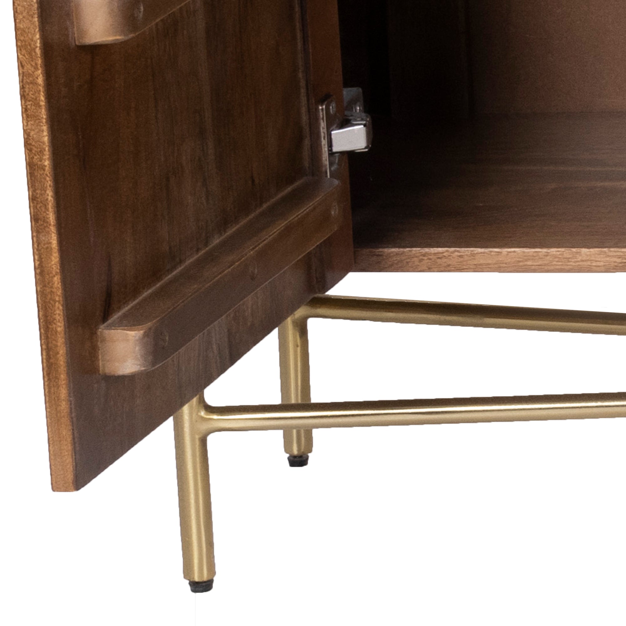 Reyna Media Cabinet - Walnut Mango Wood with Marble Top-Cabinets-DECOROLALA