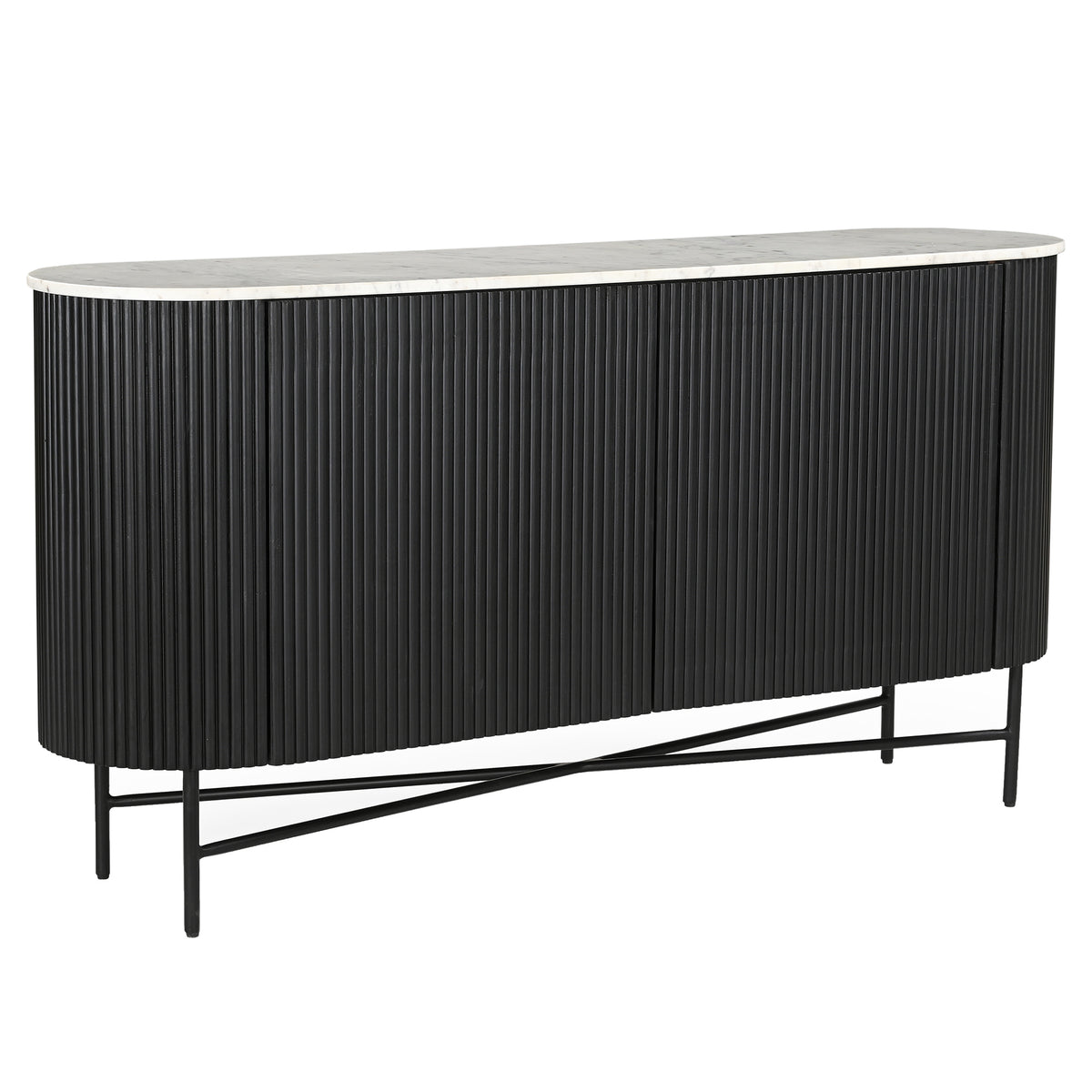 Reyna Sideboard - Black Mango Wood with White Marble Top-Sideboards & Buffets-DECOROLALA