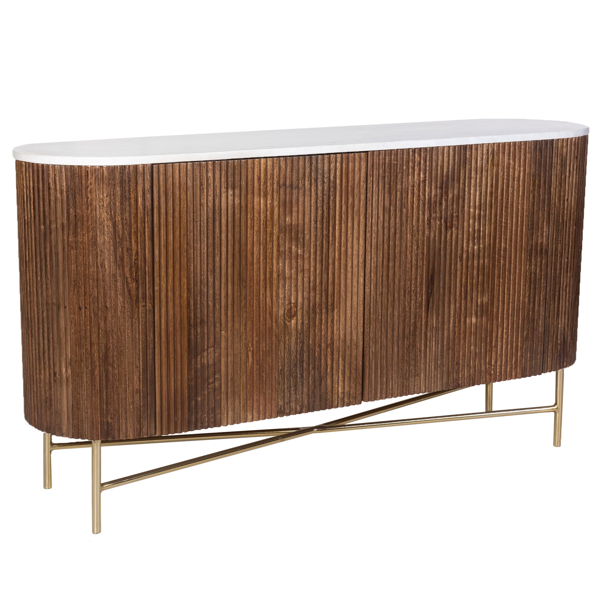 Reyna Sideboard - Walnut Mango Wood with Marble Top-Sideboards-DECOROLALA