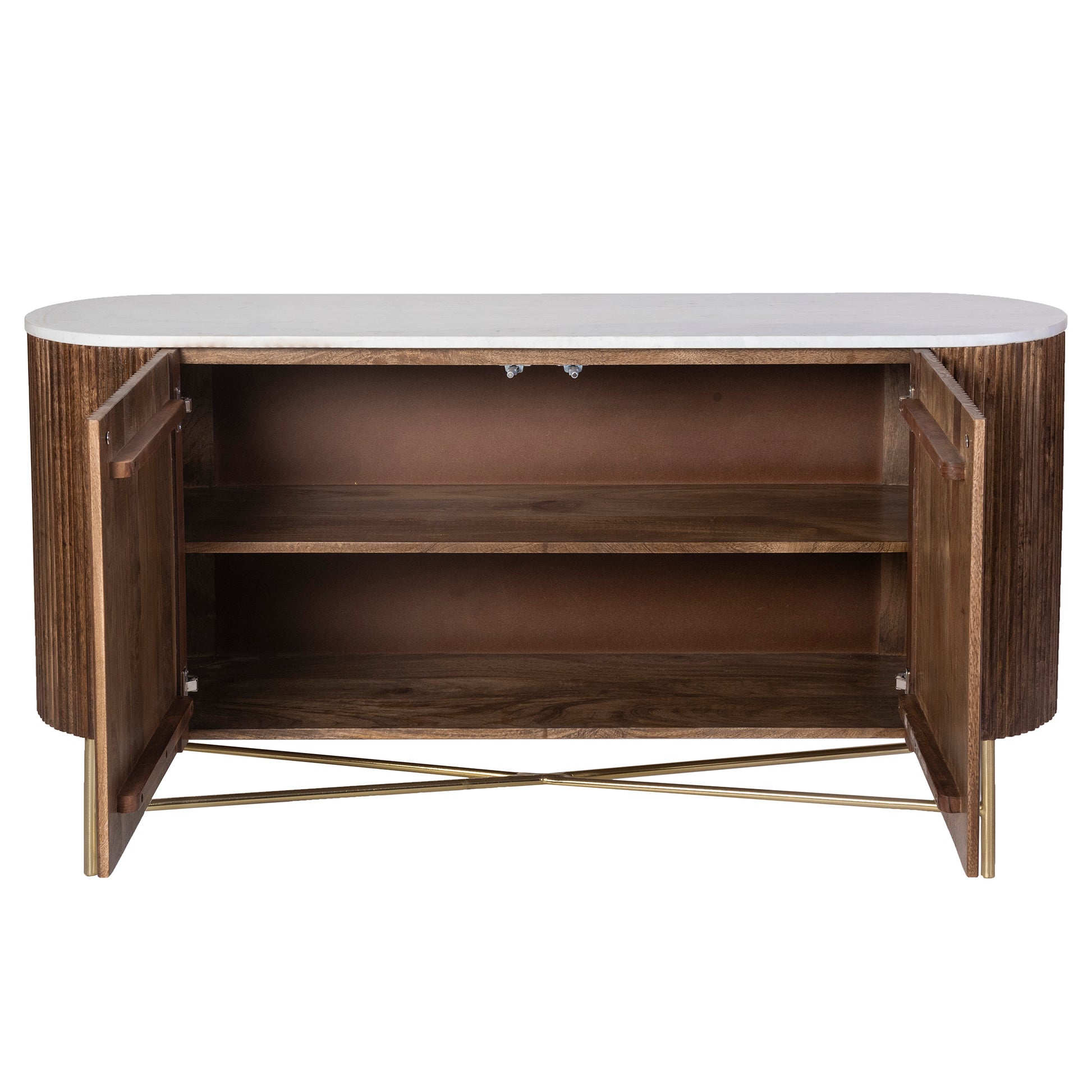 Reyna Sideboard - Walnut Mango Wood with Marble Top-Sideboards-DECOROLALA