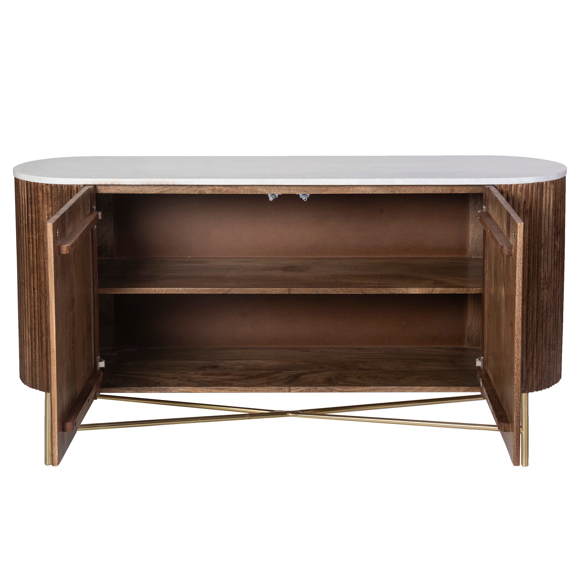 Reyna Sideboard - Walnut Mango Wood with Marble Top-Sideboards-DECOROLALA