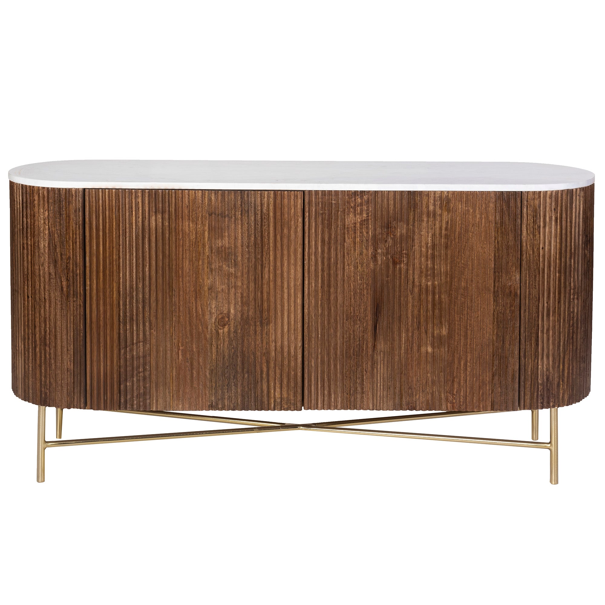 Reyna Sideboard - Walnut Mango Wood with Marble Top-Sideboards-DECOROLALA