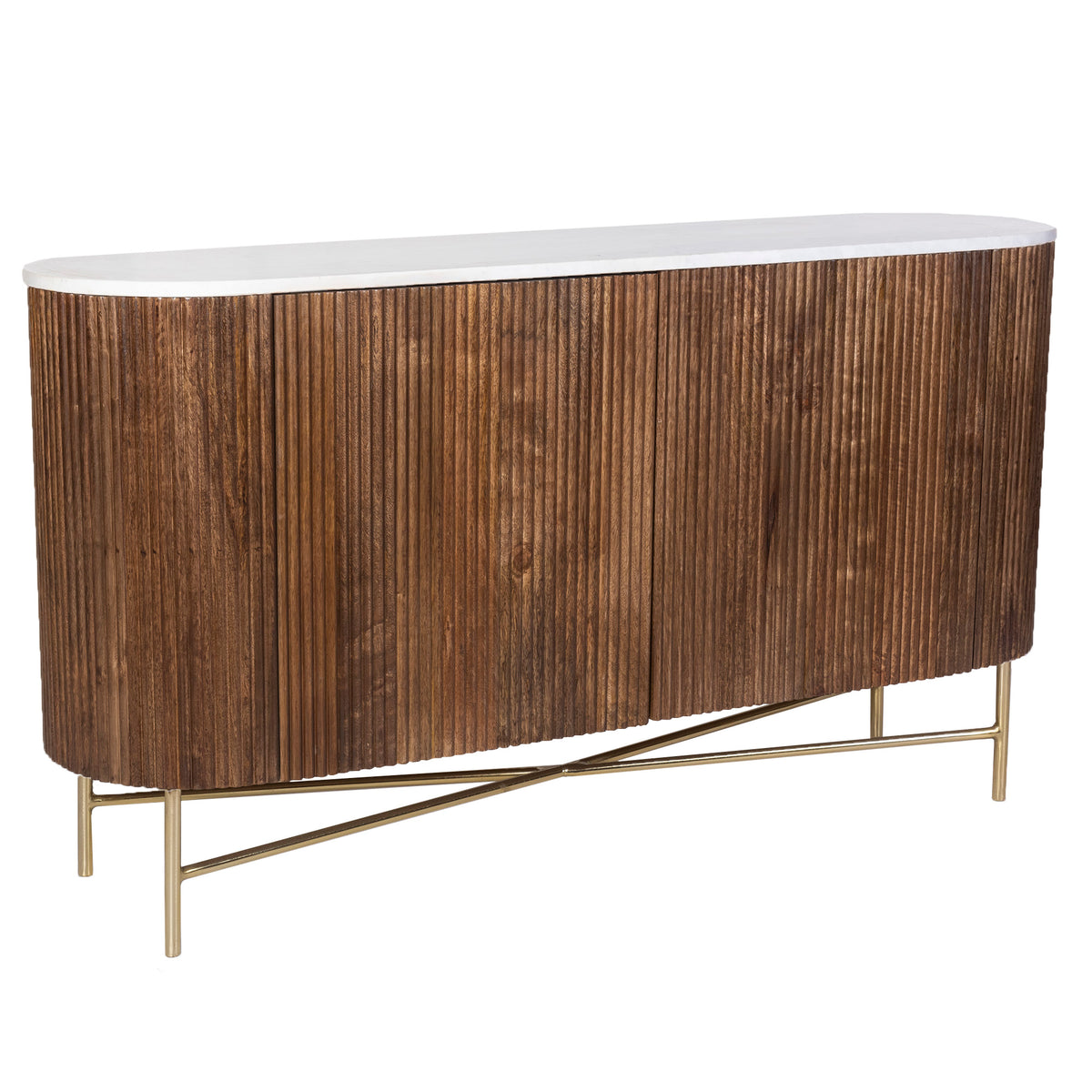 Reyna Sideboard - Walnut Mango Wood with Marble Top-Sideboards & Buffets-DECOROLALA