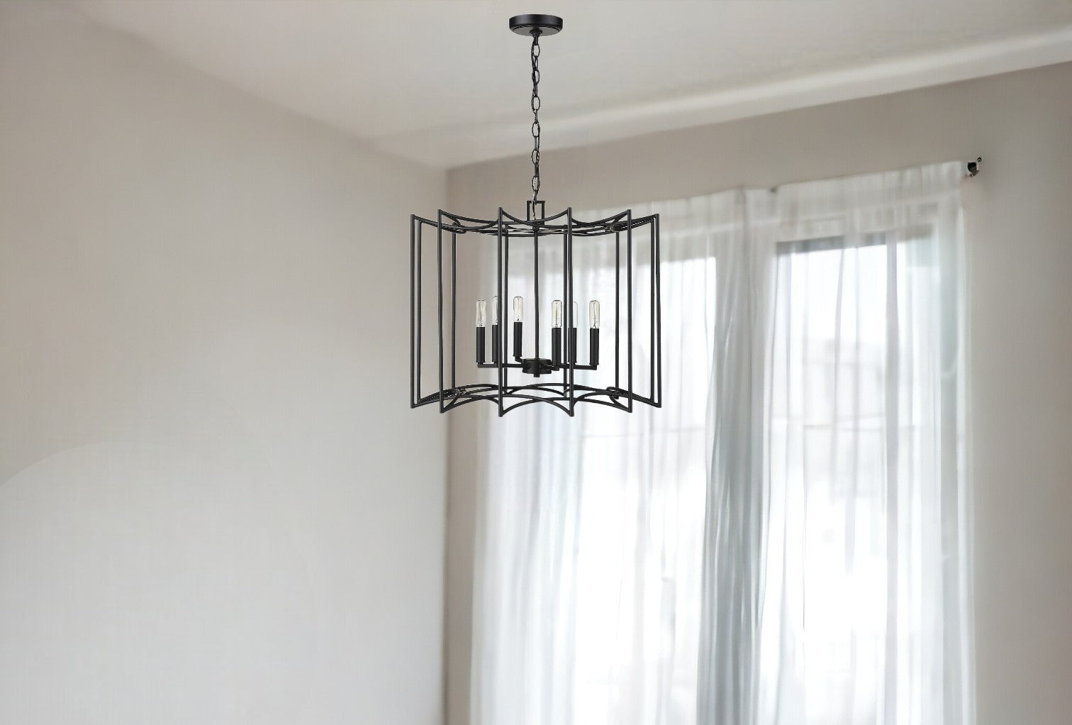 Rhian 8-Light Matte Black Pendant-Pendants-Hanging Lights-DECOROLALA
