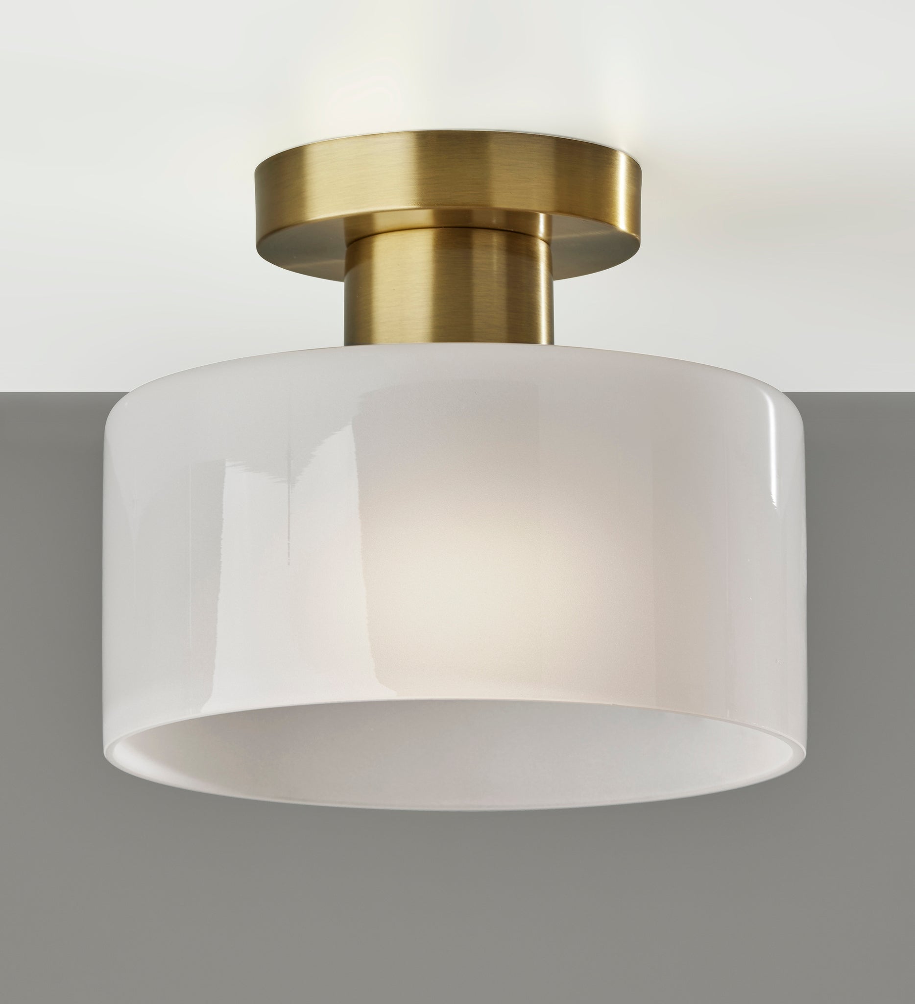 Rhodes Flush Mount - Antique Brass 9" Glass-Lighting-DECOROLALA