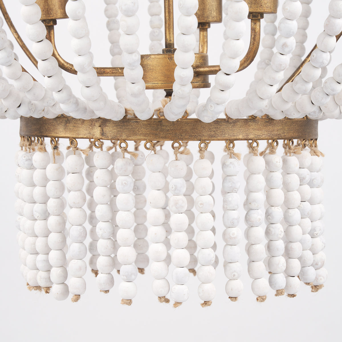 Rhone Gold Metal and Wood Beaded Chandelier-Chandeliers-DECOROLALA