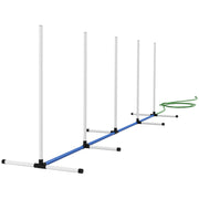 2PCs Dog Agility Kit with Weave Poles, Spray Water Tube, Whistle, Carry Bag, White