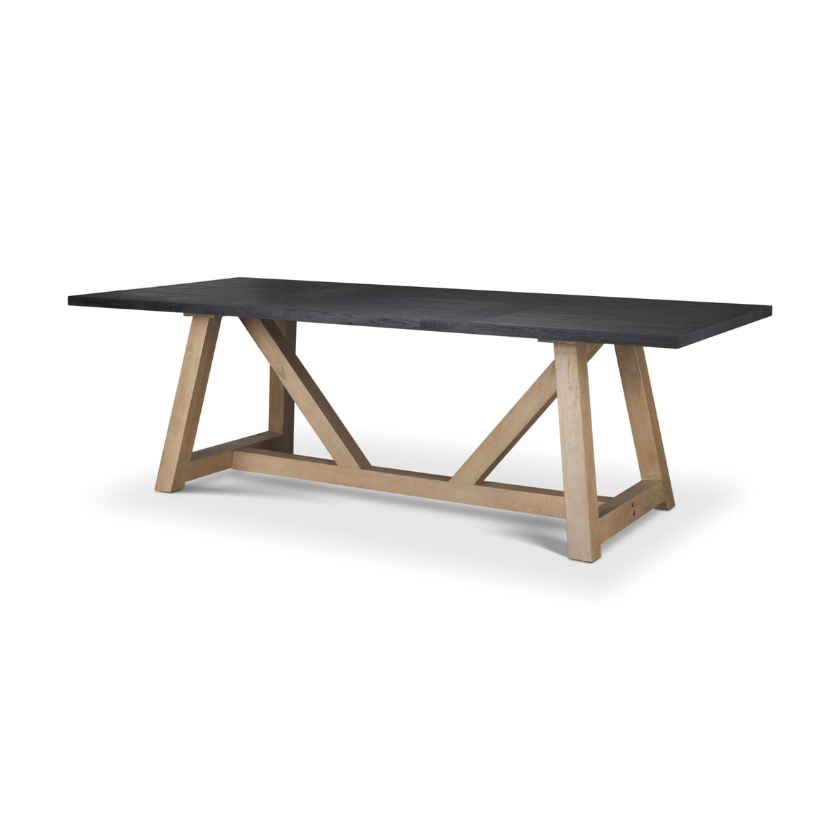 Rialto 96"L x 42"W Trestle Dining Table | Modern | Black-Brown Wood & Light Brown Wood | Seats 8-Dining Tables-DECOROLALA